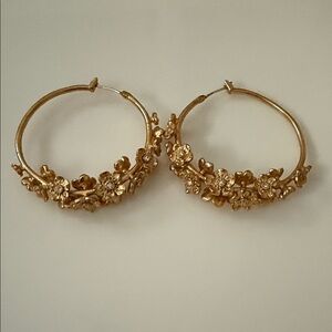 Gold Floral Hoop Earrings by Juicy Couture
